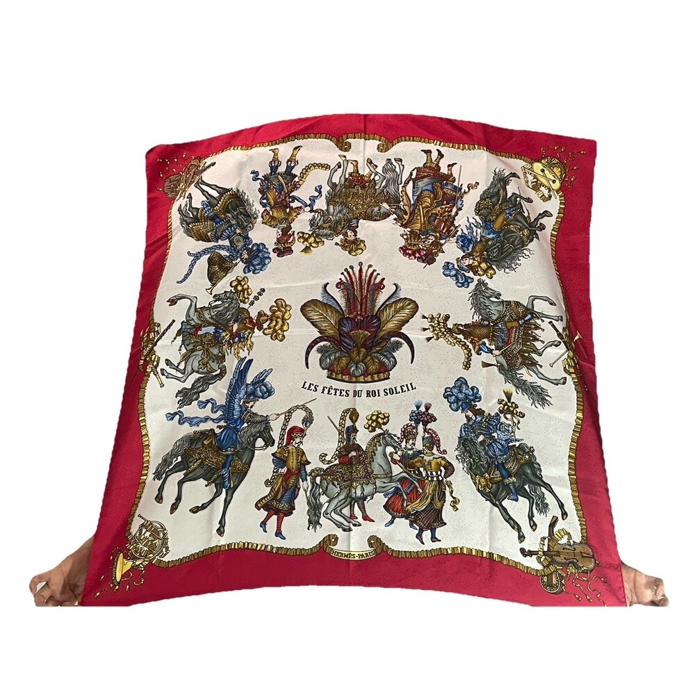 Red and Cream Silk Scarf